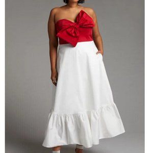 Anthropologie Hutch 12 NWT Red Bow-Tie Maxi Dress Gown Holiday Cocktail Party